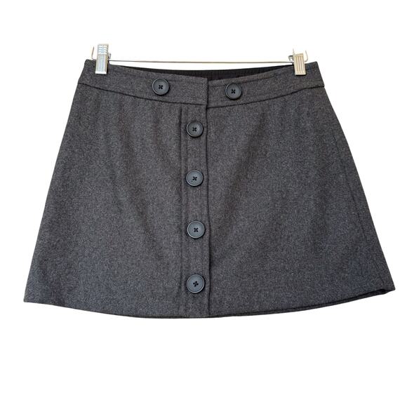 Gap Gray Wool Mini Skirt 6 Lined Button Down Preppy Academia Equestrian - Picture 1 of 8